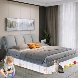 Hiflora Under Couch Blocker for Toys Under Bed Blocker for Pets 83" Length 11.8" Height in Total Under Furniture Blocker with Sticky Double Side Tape, Connectors and Zip Ties for Pets, White