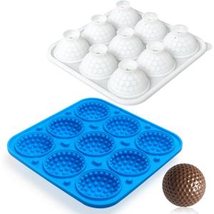 Sidosir 2025New Golf Ball Chocolate Silicone Molds with Lid for Cake Decorations, 9-Cavity 3D Golf Ball for Ice, candy, Hot Chocolate Bomb