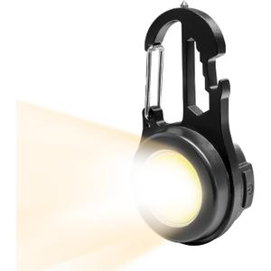 Mini Keychain Flashlight with Magnetic Base - Rechargeable Cob Work Light, Waterproof Portable Emergency Light for Camping/Hiking/Car Repair, USB Charging Key Ring Light