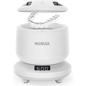 2025 Ultrasonic Retainer Cleaner for Dentures & Aligner, Durable Removable Base and Top Cover, Denture Cleaner Machine with 4 Modes for Mouth Guards, Jewelry, Rings, etc (White)