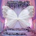 SmoothNovelty 47 Inch Giant Butterfly Party Decoration Large Mariposas Grandes para Decor Big 3D Silk Butterfly Backdrop for Birthday Party Wedding Photo Booth (White, Classic Style)