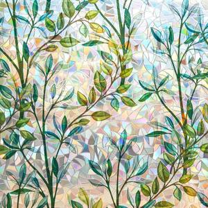 Finnez Window Privacy Film Window Film 3D No Glue Glass Sticker for Glass Door Home and Office Heat Control Anti UV 23.6 Inch x 6.5 Feet (Foliage)