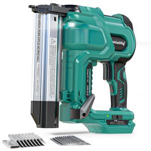 Cordless 2" Brad Nailer Compatible with Makita Battery(No Battery), 2-in-1 Electric Nail Gun/Staple Gun, 18 Gauge Nail Gun Battery Powered with 1000 Nails for Wood Carpentry, Adjustable Depth