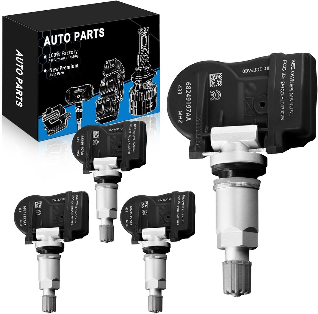 434MHZ Pre-Programmed TPMS Sensor for:-Jeep Cherokee 2014 2015 2016 2017 2018 2019 2020 2021 for:-Ram 1500 2500 3500 2014-2021 Tire Pressure Monitoring System Sensor OE#68249197AA 4PCS