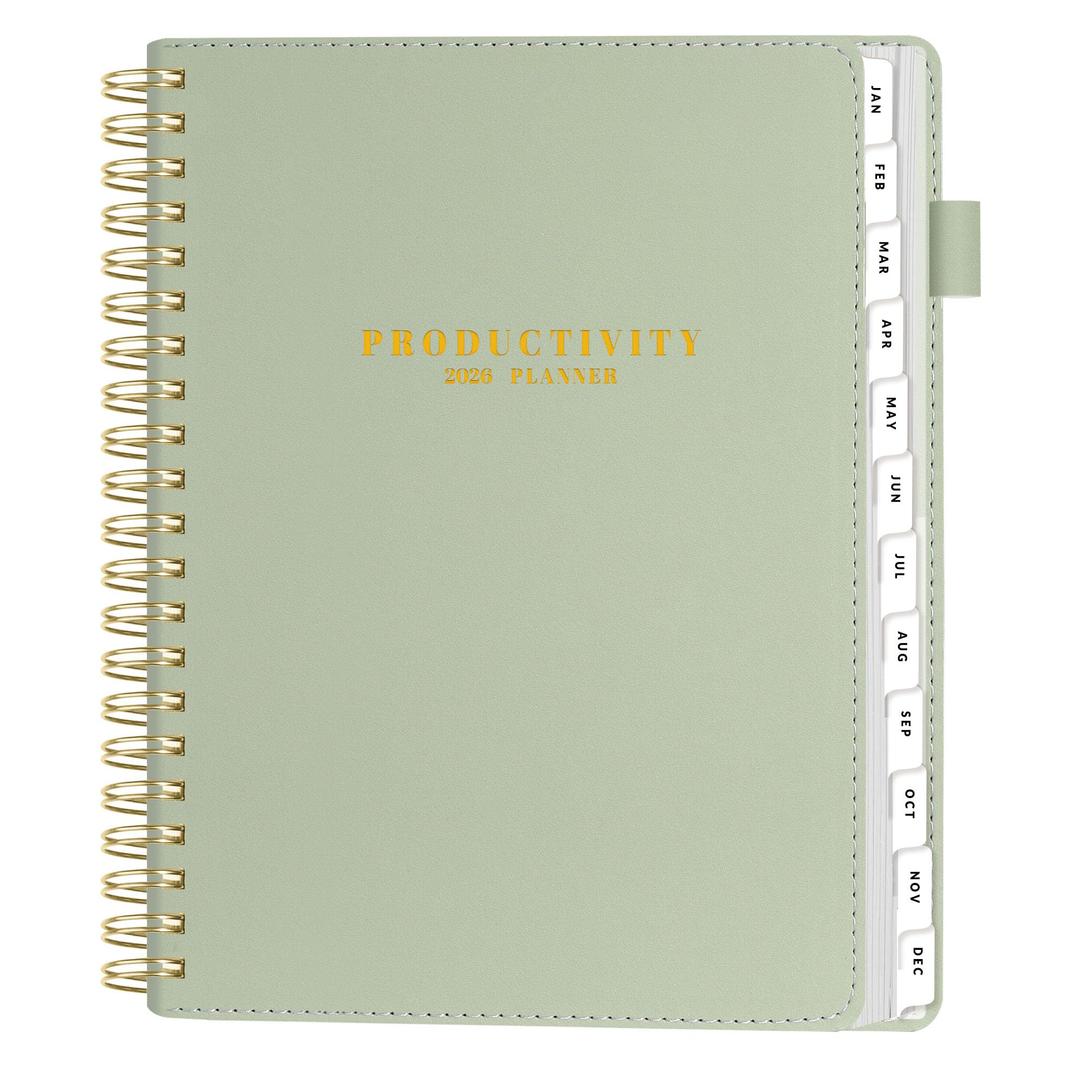 SUNEE 2026 Planner 5.9" x 8.3" – Dated Productivity Planner for Time Management - Daily,Weekly & Monthly Planner to Achieve Goals - Planner 2026 dated from January 2026 – December 2026,Grey Green