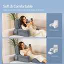 Kayfia Reading Pillow, 10 in 1 Back Pillow for Bed Sitting up with Detachable Arms Rest, Back Rest with Gel Memory Foam, Reading/Gaming/Working in Bed or Couch 21'', Gray, Large