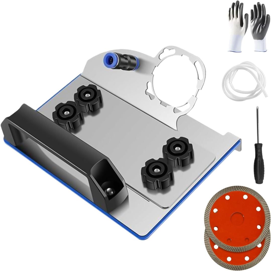 Angle Grinder Stand for Tile 45Chamfer Cutting, 45 Degree Tile Chamfering Tool with 2Pcs Saw Blades, Grinder 45 Degree Adapter for Tile, 100-Type Angle Grinder Holder,Tile Chamfering Stand