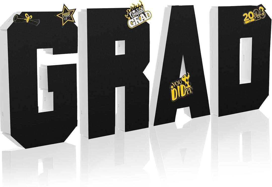 AmazingSpark Grad Fillable Charcuterie Boards Grad Cardboard Letter Board Box 2026 Serving Paper Tray for Graduation Centerpieces Table Party Decorations Supplies(Black)