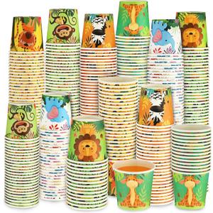 Amyhill 300 Pack 5 oz Cups for Kids Animals Paper Cups Disposable Cups Small Bathroom Cups Mini Mouthwash Cup Bulk for Christmas Party, Picnic(Animal)