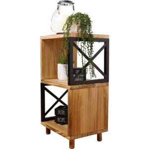 Premium Home Rustic Side Table: Farmhouse End Table, Bedside Table, Wood Nightstand, Tall End Table, High Side Tables for Small Spaces, Living Room Metal Modern Bedroom Industrial Furniture
