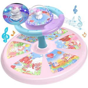 PERRYHOME Unicorn Twist Sit and Spin Toys for Toddlers 18+ Months, 360° Spin Twister Twist with 4 Game Modes LED Light and Built-in BGM, Christmas & Birthday Gift Ideas for Kids Girls 18+ Months