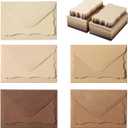 100 Pack Mini Envelopes with Note Cards in 5 Colors for Wedding, Birthday, Baby Showers, 4 x 2.7 Inches (Brown)