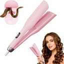 Hair Waver Hair Crimper for Women, Hair Crimper Tool Curling Iron Waver for Natural Waves and Soft Beach Hair Wave Curling Iron with 30S Fast Heating & PTC Heater 110-220V, Pink
