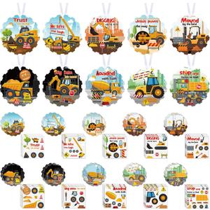 30 Sets Christian Crafts Construction Vehicle Stickers Bulk DIY Religious Sunday School Jesus Bible VBS Craft Ornaments for Summer Back to School Gifts Transportation Car Truck Party Favors