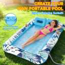 Pool Floats Adult,75"x64" XXL Inflatable Tanning Pool Lounger Float with Pillow,4 in 1 Suntan Tub Sunbathing Raft Floatie Water-Filled Mattress Kids Pool Ball Pit,Perfect for Party&Relax,Blue