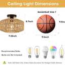 MAYNA 11.8" Rattan Ceiling Light Fixture, Hand-Woven Boho Light Fixtures Ceiling Mount, Mini Rattan Chandelier Light Fixture for Farmhouse Hallway Bedroom Kitchen Entryway, Bulb NOT Included