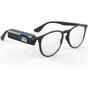 Fanisic Hands-Free POV Sports Camera for Glasses 2.7K HD, 110 Degree Wide Angle Mini Body Cam with Glasses, Wearable Cam WiFi APP Connection, First-Person View Camera for Traveling Cycling Vlogging (Ink)