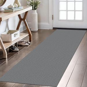 KOZYFLY Washable Runner Rug 2x6 Ft Runners for Hallways Non Slip Kitchen Runner Rugs Braided Cotton Entryway Runner Indoor, Carpet Runners for Hallway Kitchen Entryway Bedroom, Grey