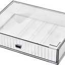 JIAFUJIN Desk Drawer Organizer, Stackable Office Supplies Desk Organizer, Plastic Plastic Storage Drawer, Desk Grocery Organizer For Stationery/Office Supplies (Clear, 1 Compartment)