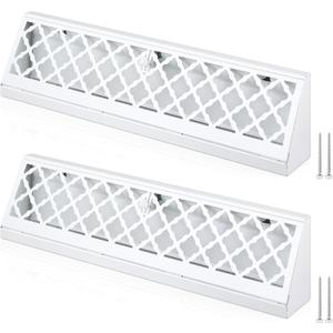 Blulu 2 Pcs 15 Inch Baseboard Register Duct Opening Size Modern Design Vent Covers for Home Floor Wall Baseboard Air Covers Supply Floor Diffuser Including Screws (White)
