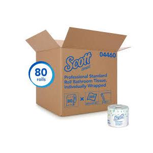 Scott Professional 100% Recycled Fiber Standard Roll Bulk Toilet Paper (13217), 2-Ply, Elevated Design, White, Individually Wrapped , 80 Rolls 