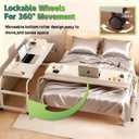 Overbed Table with Wheels and Desktop Enclosure, Height and Length Adjustable Over Bed Desk King Queen Bed Table Overbed Laptop Table (White)