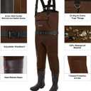 TIDEWE Neoprene Waders, Cleated Bootfoot Men Chest Waders, Waterproof Fishing & Hunting Chest Waders Brown Size 11