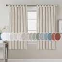 H.VERSAILTEX Living Room Linen Curtains Home Decorative Tab Top Curtains Privacy Added Energy Saving Light Filtering Window Treatments Draperies for Bedroom, 2 Panels, 52 x 63 - Inch, Angora