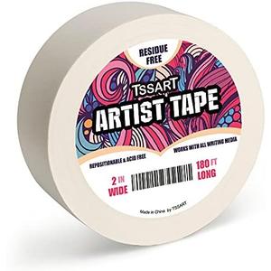 TSSART White Artist Tape - Masking Artists Tape for Drafting Art Watercolor Painting Canvas Framing - Acid Free 2 Inch Wide 180FT Long