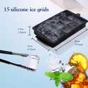 Ice Cube Tray with Lid, Ice Trays for Freezer, 2 Pack 30 Cubes, Silicone Square Ice Molds for Whiskey,Cocktails and Daily Drinks, BPA Free Easy Release, Includes Ice Cube Tongs