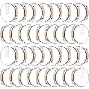 36 Set 6 Inch Wedding Tambourines Bulk for Adults Wooden Hand Held Drum with Metal Jingles, Gift Tags, White Tambourine Gift Musical Instrument for Church Wedding Party Favor