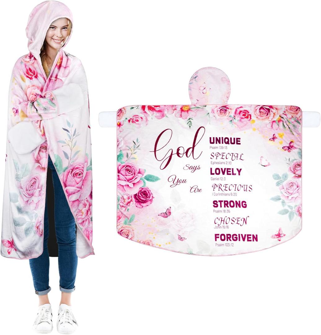 Wearable Hooded Blanket, Soft Hooded Cloak Hoodie Blanket for Women, Adults, Hoodie Blankets Gifts for Mother's Day