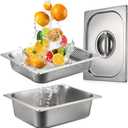 BSTKEY Stainless Steel Hotel Pans Half Size, 4 Inch Deep Steam Table Pan with Perforated Steam Tray and Lid, Warmer Breading Tray Food Pans for Kitchen Restaurant Supplies