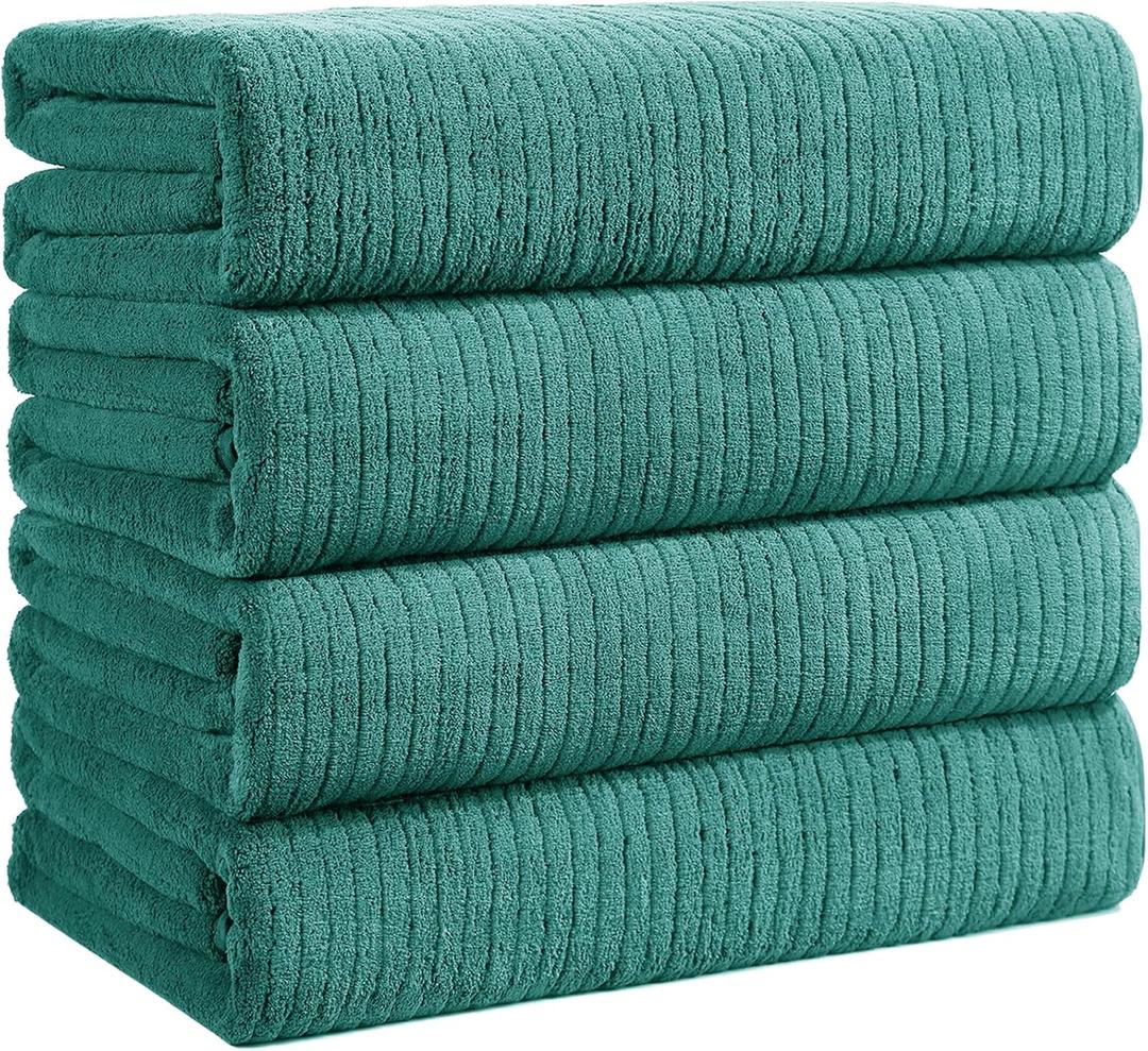 Bath Towels Set of 4 Extra Large 35 x 70 Inches,Luxury Thick High Absorbent and Quick Dry Bath Sheet,Ultra Soft Microfiber,Bathroom,Beach,Yoga,Sport,SPA,Fitness(Green)