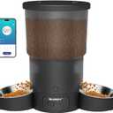 SURDY Automatic Cat Feeder with 5G WiFi, 20 Cups/5L Automatic Cat Food Dispenser for 2 Cats Smart Pet Feeder with APP Control for Remote Feeding (Black, 5L)