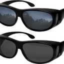 Success Eyewear Fit Over Sunglasses Polarized Lens Wear Over Prescription Eyeglasses 100% UV Protection for Men and Women (Set of Silver Mirror and Grey)