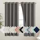 NICETOWN Grizzle Gray Vintage Linen 100% Blackout Curtains for Living Room, Thermal Insulated Curtains 48" Long, Noise Reducing Window Treatment Drapes for Hall Room, 52" Wide Per Panel, Set of 2