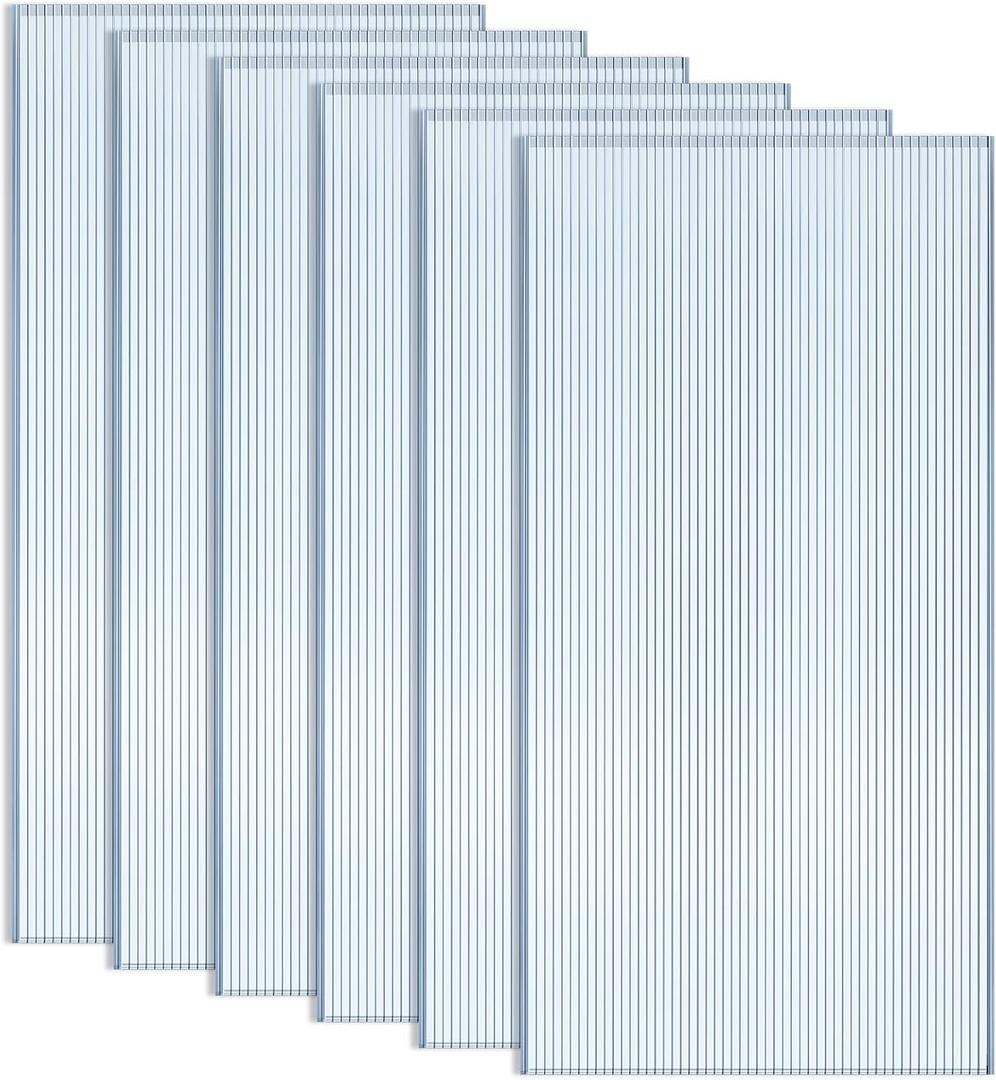 Hotop 6 Pcs Polycarbonate Greenhouse Panels Double Layer Polycarbonate Panels Waterproof UV Protected Sheet Corrugated Plastic Roof Greenhouse Replacement Cover (4' X 2' X 0.24")