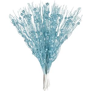 DearHouse 22 Pcs Pack Christmas Glitter Berries Stems,16.5 Artificial Christmas Picks for Festival Holiday Crafts and Home Decoration  (Blue)