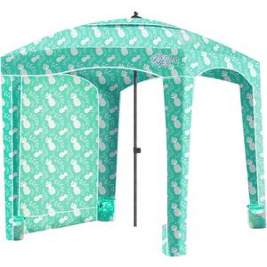 Qipi Beach Cabana - Easy to Set Up Canopy, Waterproof, Portable 6' x 6' Beach Shelter, Included Side Wall, Shade with UPF 50+ UV Protection, Ultimate Sun Umbrella - for Kids, Family & Friends (Pineapple Jungle)