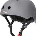 JBM Skateboard Helmet - Lightweight, Adjustable & Ventilated Helmet for Scooter, Roller Skate, Inline Skate (Medium-Ages 14+, Gray)
