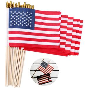 Small American Flags on Stick 5x8 Inch/25 Pack - Mini Ameirican Flags/Handheld American Wooden Stick Flag with Safe Spear Top for July 4th Decoration, Veteran Party, etc.