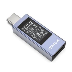 YOJOCK USB C Tester Power Meter 4-30V 0-12A Digital Multimeter, Type C Voltage and Current Tester Meter, Power Bank Capacity, Working Time Ammeter Voltmeter USB Cable Charger Detector (Updated Version)