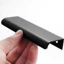 JOOJA 10 Pack Modern Style Finger Edge Pull Furniture DrawerHandles Hidden Cabinet Kitchen Drawer Handles Knobs, 120mm (Black)