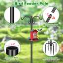 Heavy Duty Double Shepherd Hooks for Outdoor 1-in Dia with 5-Prong Base, 88inch Adjustable Decorative Metal Bird Feeder Pole for Hanging Bird Nest, Plant Basket,Lantern,Solar Light 2 Pack