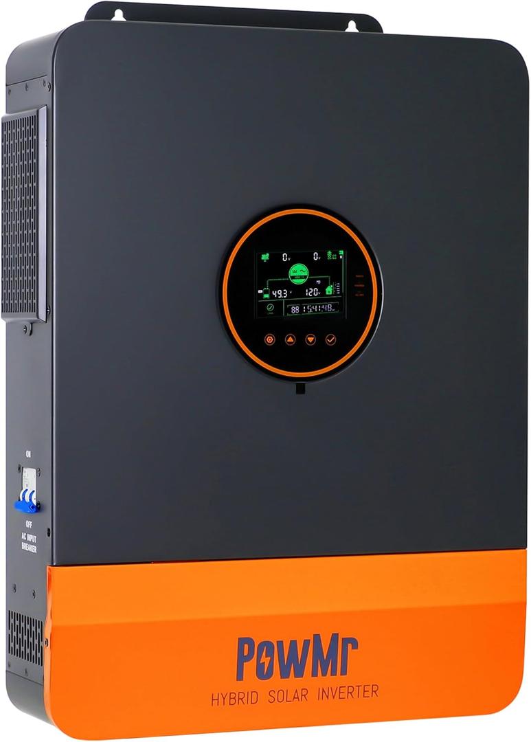 PowMr 6500W Hybrid Solar Inverter, 48V DC to 110V/220V AC, Split Phase Inverter with 140A MPPT Controller, Max PV Input 10KW, 500VDC, Supports Up to 6 in Parallel, for Lead Acid Lithium Battery