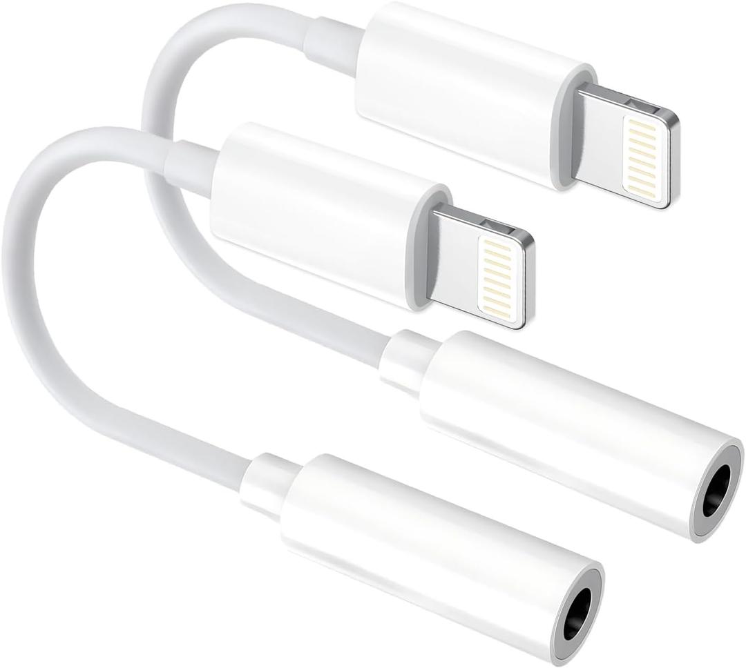 [Apple MFi Certified] 2 Pack Lightning to 3.5mm Aux Audio Adapter, Headphone Jack Converter Dongle for iPhone 14/13/12/X/XR & iPad (Supports All iOS Systems)