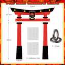 Japanese Torii Gate Door Banner 3PCS Ninja Warrior Backdrop Door Decoration for Karate Birthday Party Photo Booth Props
