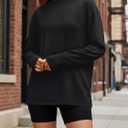 Trendy Queen Womens Spring Tops Oversized Long Sleeve T Shirts 2026 Basic Tee Fall Casual Workout Y2K Clothes (Black, M)