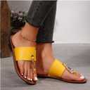 Verdusa Women's Summer Colorblock Thong Sandals Open Toe Slip on Slippers (40, Brown)